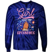 Groundhog Girl Marmot Groundhog Day Woodchuck Tie-Dye Long Sleeve Shirt