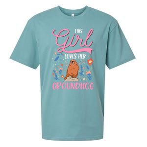 Groundhog Girl Marmot Groundhog Day Woodchuck Sueded Cloud Jersey T-Shirt