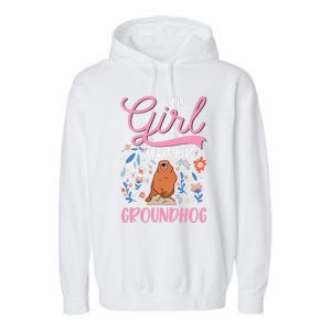 Groundhog Girl Marmot Groundhog Day Woodchuck Garment-Dyed Fleece Hoodie