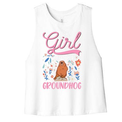 Groundhog Girl Marmot Groundhog Day Woodchuck Women's Racerback Cropped Tank