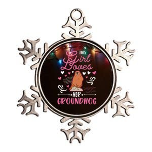 Groundhog Girl Marmot Groundhog Day Woodchuck Metallic Star Ornament