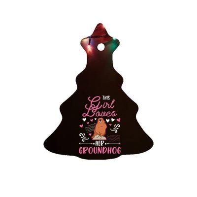 Groundhog Girl Marmot Groundhog Day Woodchuck Ceramic Tree Ornament