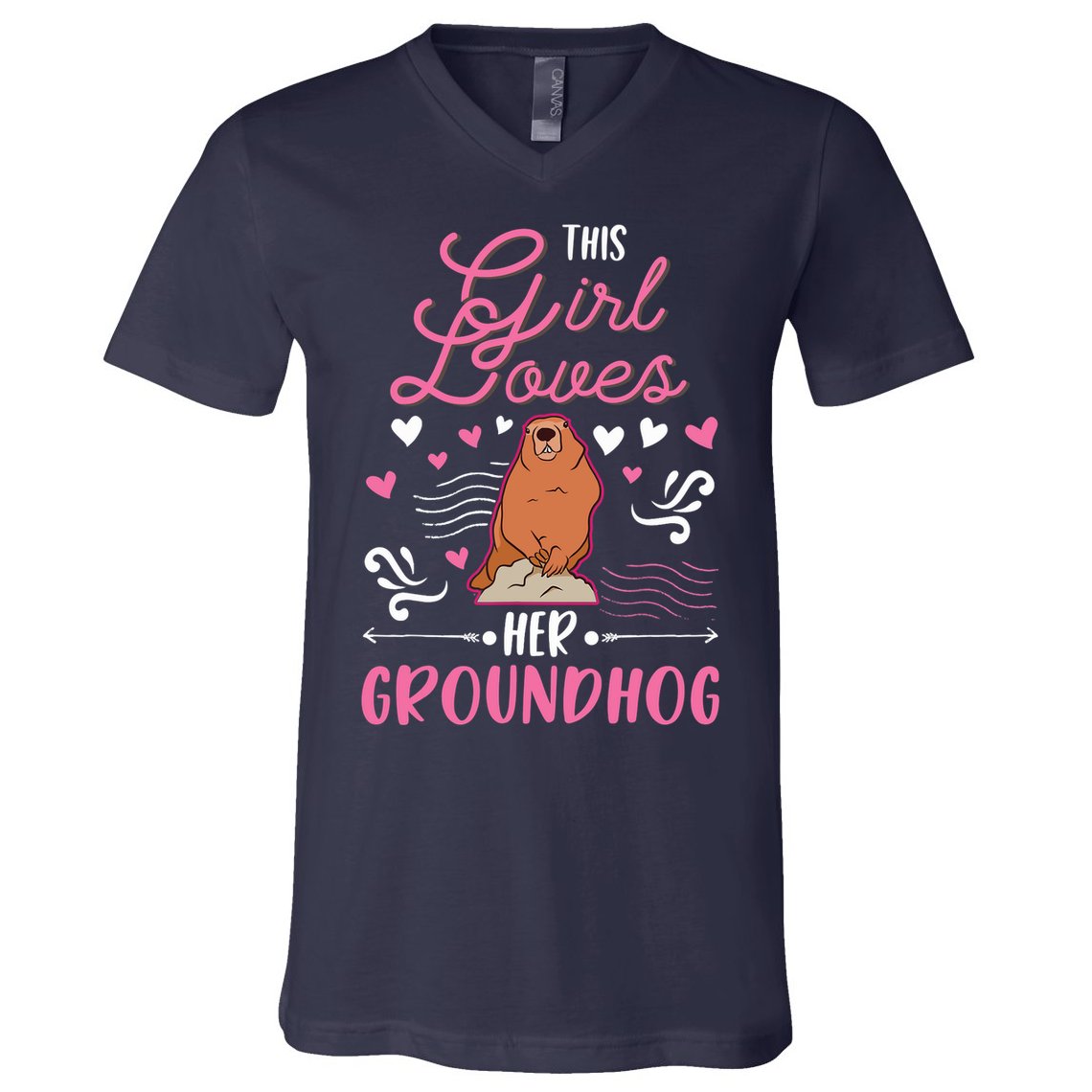 Groundhog Girl Marmot Groundhog Day Woodchuck V-Neck T-Shirt