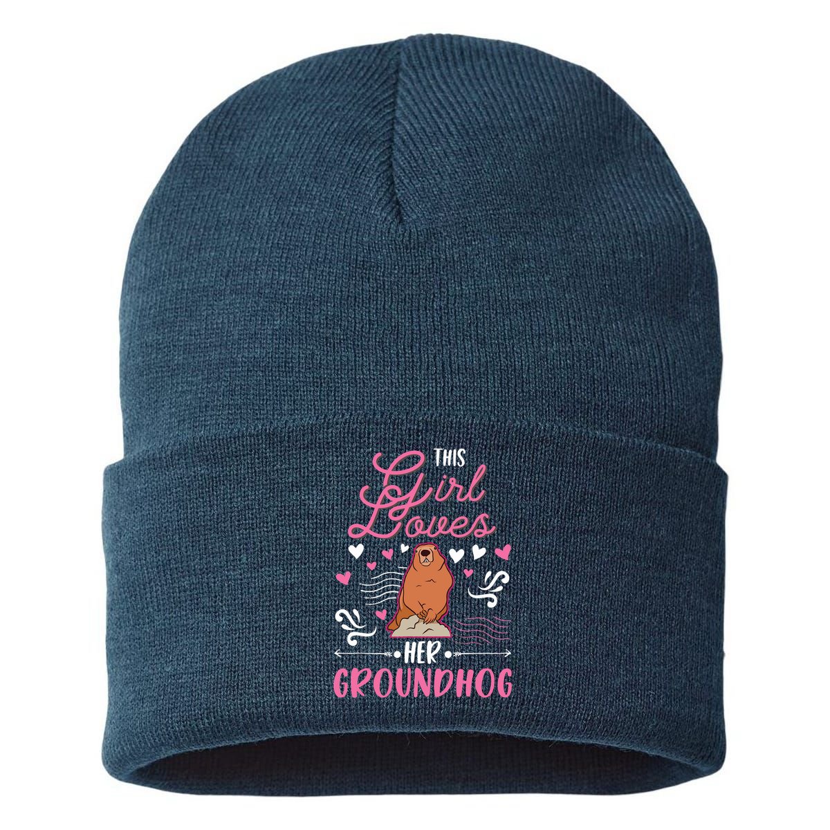 Groundhog Girl Marmot Groundhog Day Woodchuck Sustainable Knit Beanie