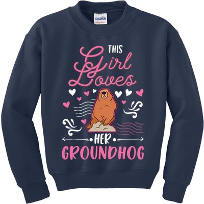 Groundhog Girl Marmot Groundhog Day Woodchuck Kids Sweatshirt