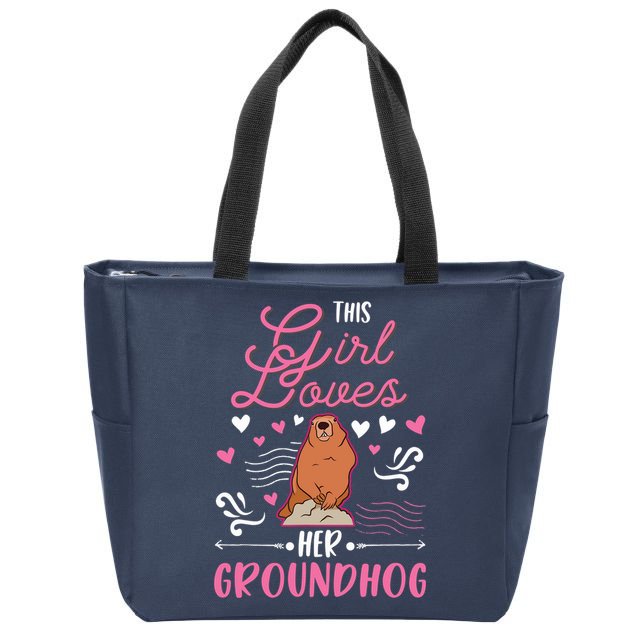 Groundhog Girl Marmot Groundhog Day Woodchuck Zip Tote Bag