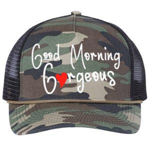 Gorgeous Good Morning Gorgeous With Heart Compliment Retro Rope Trucker Hat Cap