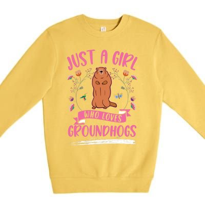 Groundhog Girl Marmot Woodchuck Premium Crewneck Sweatshirt