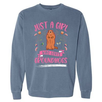 Groundhog Girl Marmot Woodchuck Garment-Dyed Sweatshirt