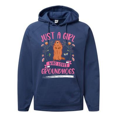 Groundhog Girl Marmot Woodchuck Performance Fleece Hoodie