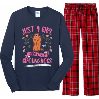 Groundhog Girl Marmot Woodchuck Long Sleeve Pajama Set