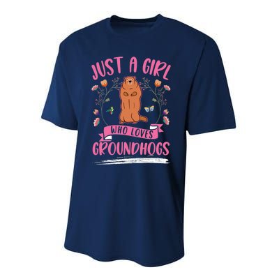 Groundhog Girl Marmot Woodchuck Performance Sprint T-Shirt