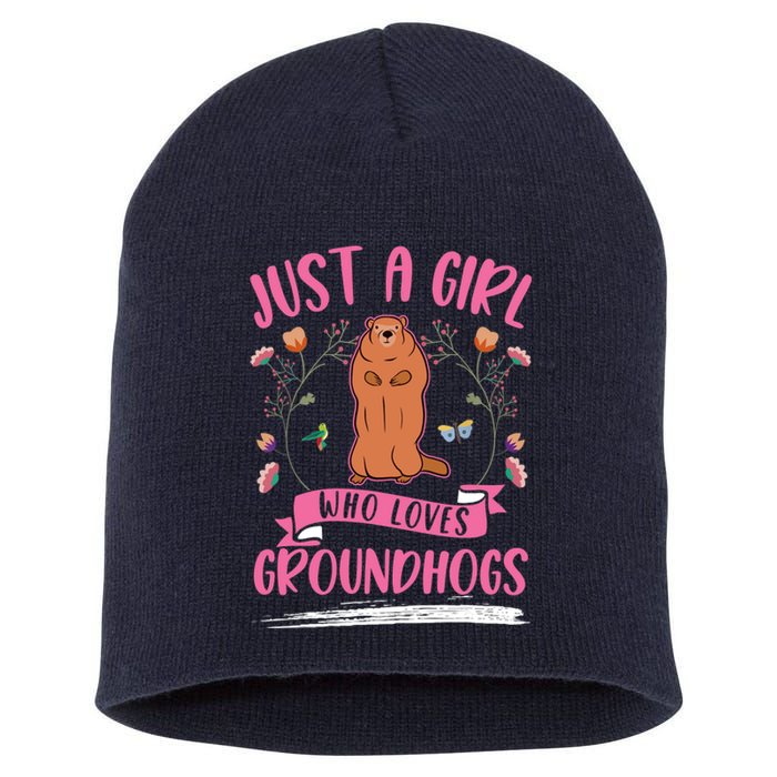 Groundhog Girl Marmot Woodchuck Short Acrylic Beanie