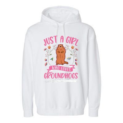 Groundhog Girl Marmot Woodchuck Garment-Dyed Fleece Hoodie