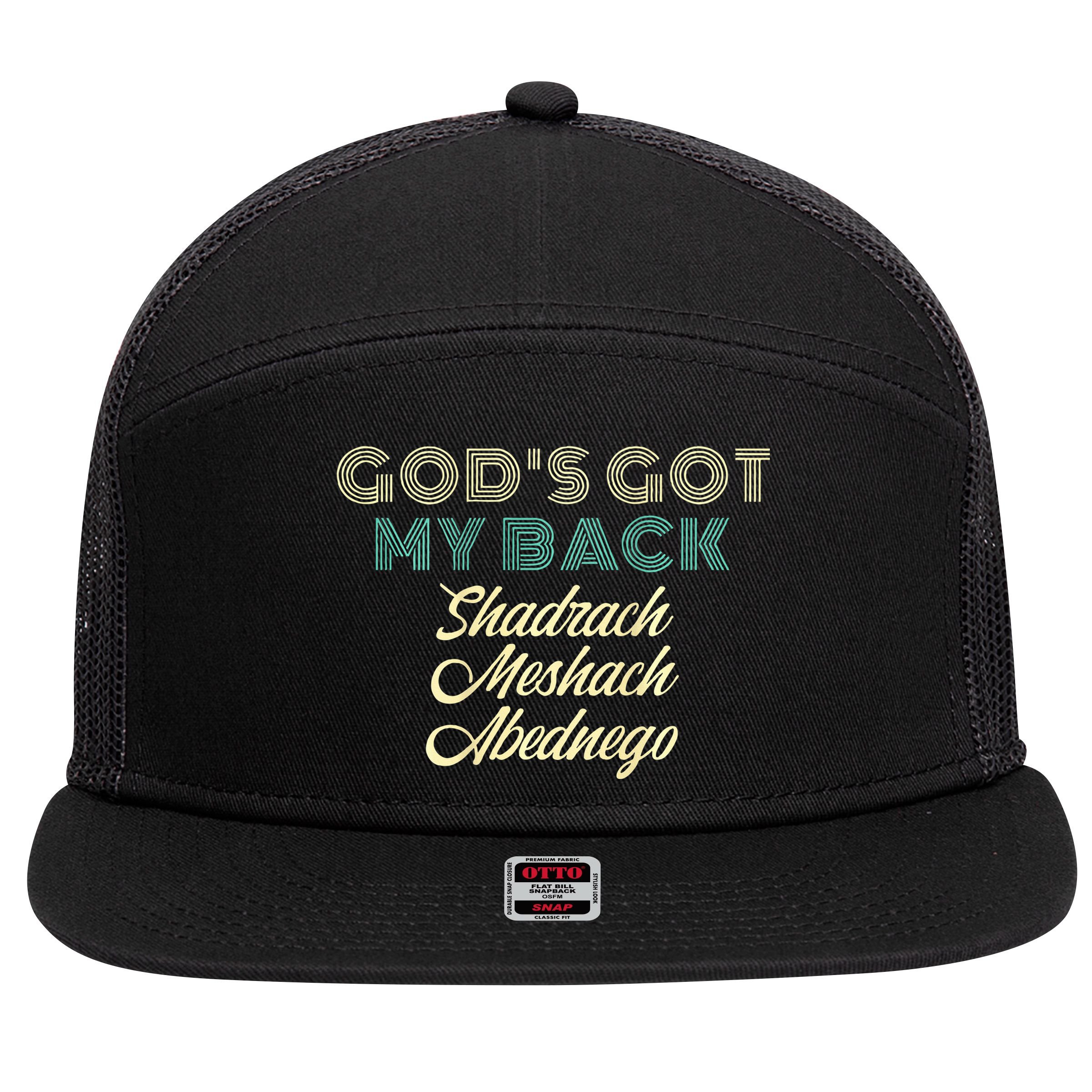 GodS Got My Back 7 Panel Mesh Trucker Snapback Hat