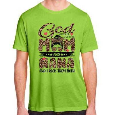 God Gifted Me Two Titles Mom And Nana Leopard Mother's Day Adult ChromaSoft Performance T-Shirt