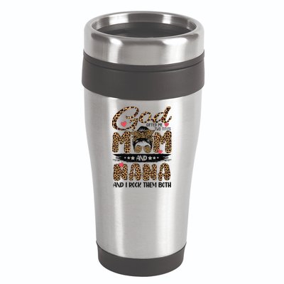 God Gifted Me Two Titles Mom And Nana Leopard Mother's Day 16oz Travel Tumbler