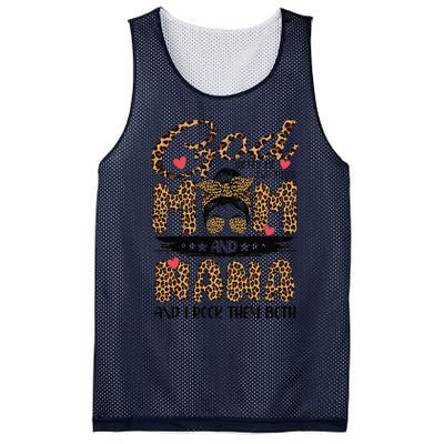 God Gifted Me Two Titles Mom And Nana Leopard Mother's Day Mesh Reversible Basketball Jersey Tank