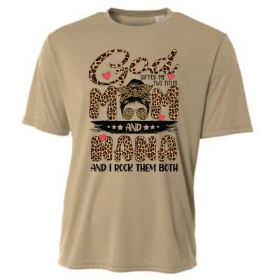 God Gifted Me Two Titles Mom And Nana Leopard Mother's Day Cooling Performance Crew T-Shirt