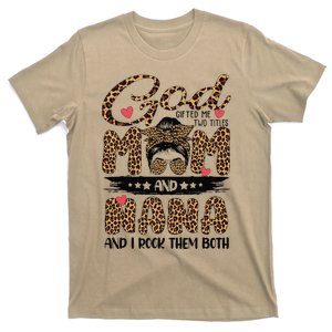 God Gifted Me Two Titles Mom And Nana Leopard Mother's Day T-Shirt