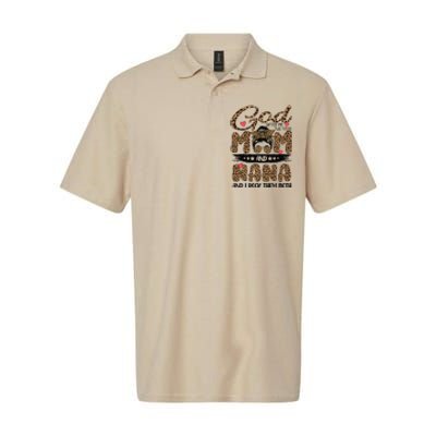 God Gifted Me Two Titles Mom And Nana Leopard Mother's Day Softstyle Adult Sport Polo