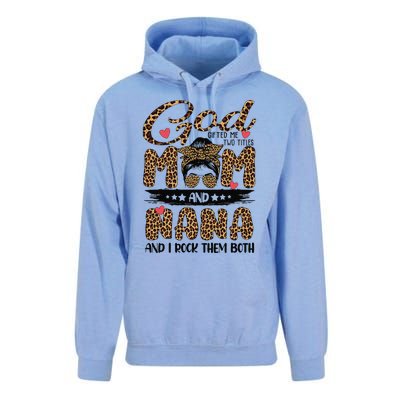 God Gifted Me Two Titles Mom And Nana Leopard Mother's Day Unisex Surf Hoodie