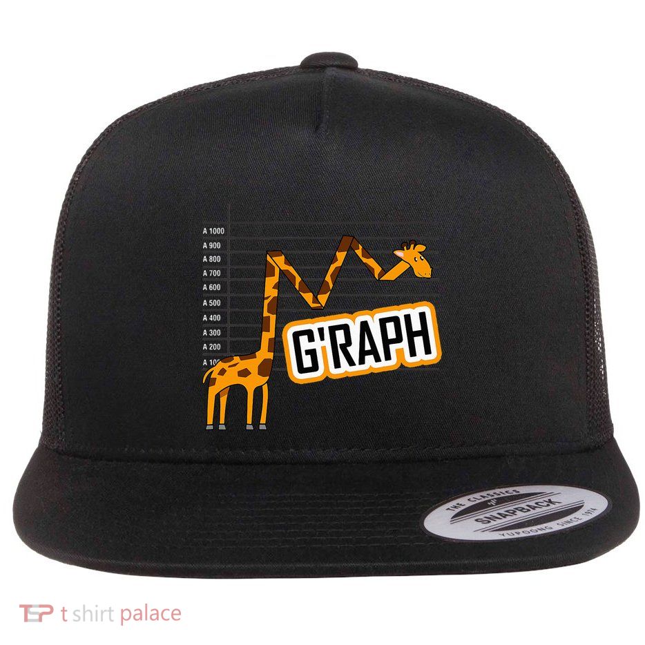 GRaph Giraffe Mathematician Funny Animal Pun Flat Bill Trucker Hat