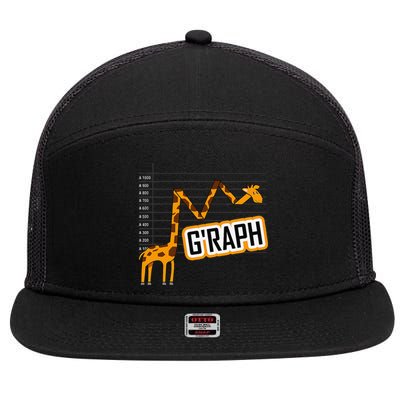 GRaph Giraffe Mathematician Funny Animal Pun 7 Panel Mesh Trucker Snapback Hat