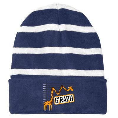 GRaph Giraffe Mathematician Funny Animal Pun Striped Beanie with Solid Band