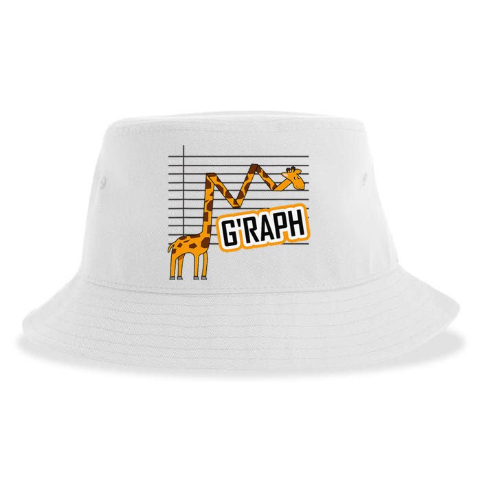 GRaph Giraffe Mathematician Funny Animal Pun Sustainable Bucket Hat