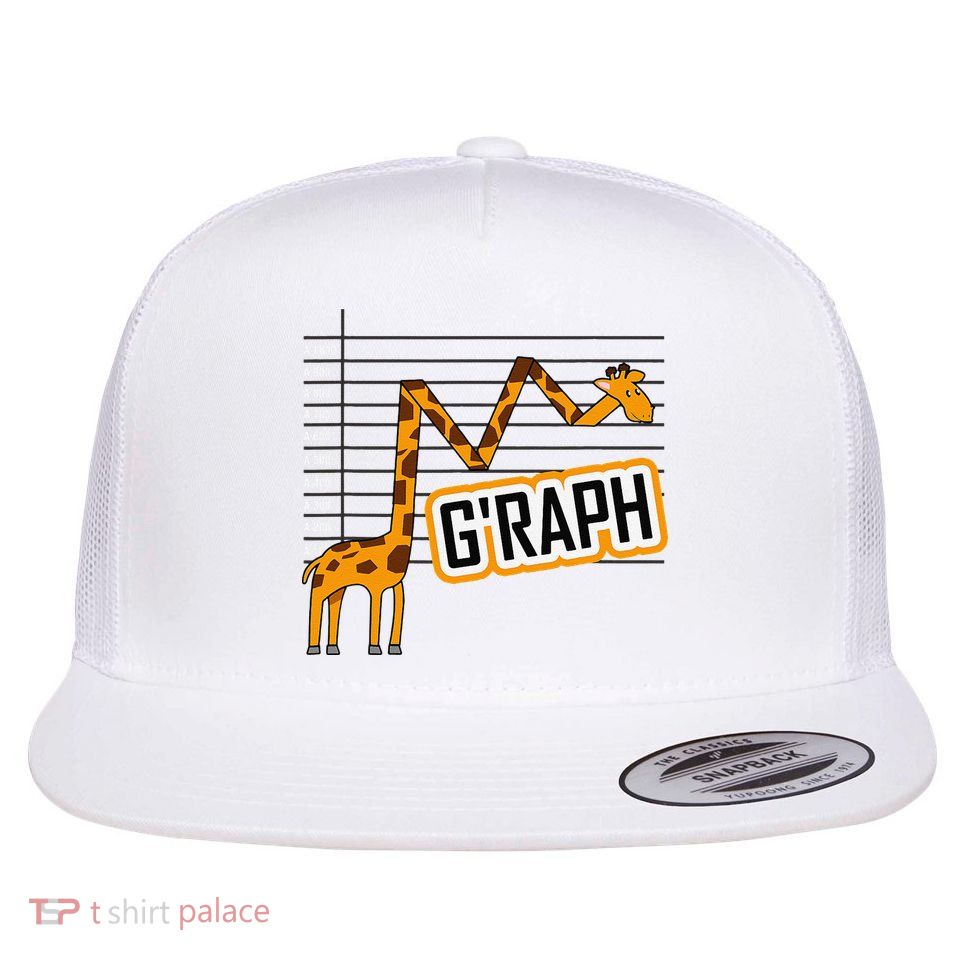 GRaph Giraffe Mathematician Funny Animal Pun Flat Bill Trucker Hat