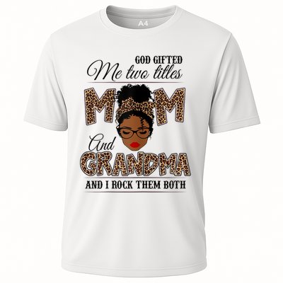 God Gifted Me Two Titles Mom Grandma Melanin Leopard Performance Shirt