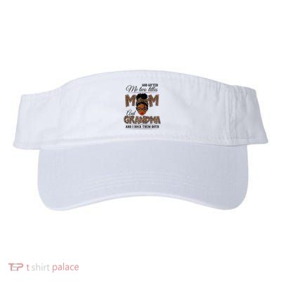 God Gifted Me Two Titles Mom Grandma Melanin Leopard Visor