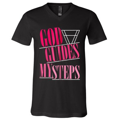 God Guides My Steps V-Neck T-Shirt