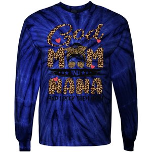 God Gifted Me Two Titles Mom And Nana Leopard Mother's Day Tie-Dye Long Sleeve Shirt