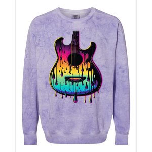 Guitar Graphic Music Lover Acoustic Guitar Player Musician Colorblast Crewneck Sweatshirt