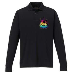 Guitar Graphic Music Lover Acoustic Guitar Player Musician Performance Long Sleeve Polo