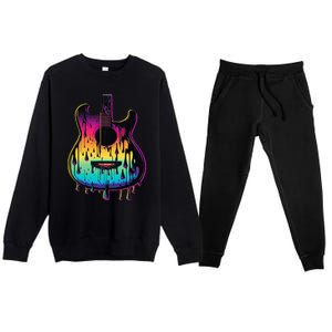 Guitar Graphic Music Lover Acoustic Guitar Player Musician Premium Crewneck Sweatsuit Set