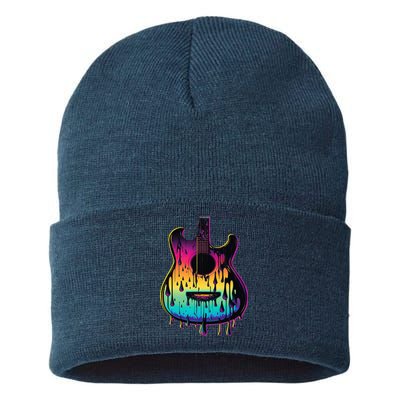 Guitar Graphic Music Lover Acoustic Guitar Player Musician Sustainable Knit Beanie