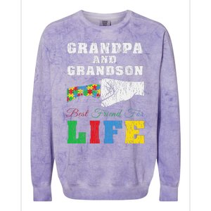 Grandpa Grandson Matching Autistic Autism Awareness Papa Colorblast Crewneck Sweatshirt