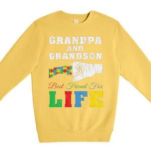 Grandpa Grandson Matching Autistic Autism Awareness Papa Premium Crewneck Sweatshirt