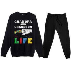 Grandpa Grandson Matching Autistic Autism Awareness Papa Premium Crewneck Sweatsuit Set