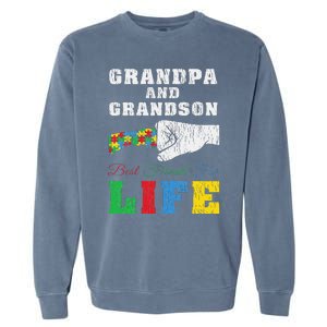 Grandpa Grandson Matching Autistic Autism Awareness Papa Garment-Dyed Sweatshirt