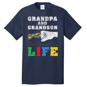 Grandpa Grandson Matching Autistic Autism Awareness Papa Tall T-Shirt