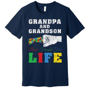 Grandpa Grandson Matching Autistic Autism Awareness Papa Premium T-Shirt