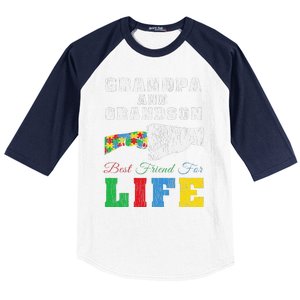 Grandpa Grandson Matching Autistic Autism Awareness Papa Baseball Sleeve Shirt