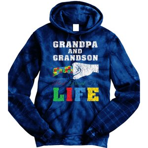 Grandpa Grandson Matching Autistic Autism Awareness Papa Tie Dye Hoodie