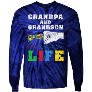 Grandpa Grandson Matching Autistic Autism Awareness Papa Tie-Dye Long Sleeve Shirt