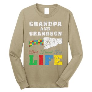 Grandpa Grandson Matching Autistic Autism Awareness Papa Long Sleeve Shirt