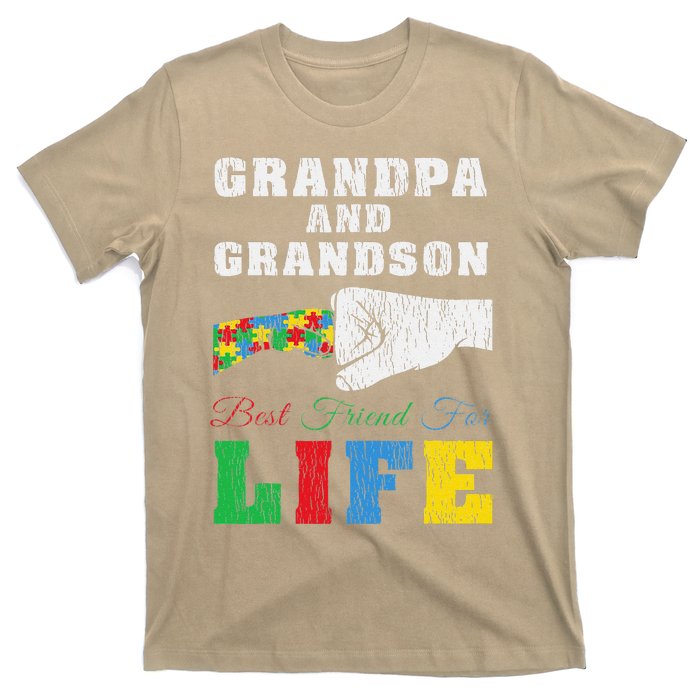 Grandpa Grandson Matching Autistic Autism Awareness Papa T-Shirt